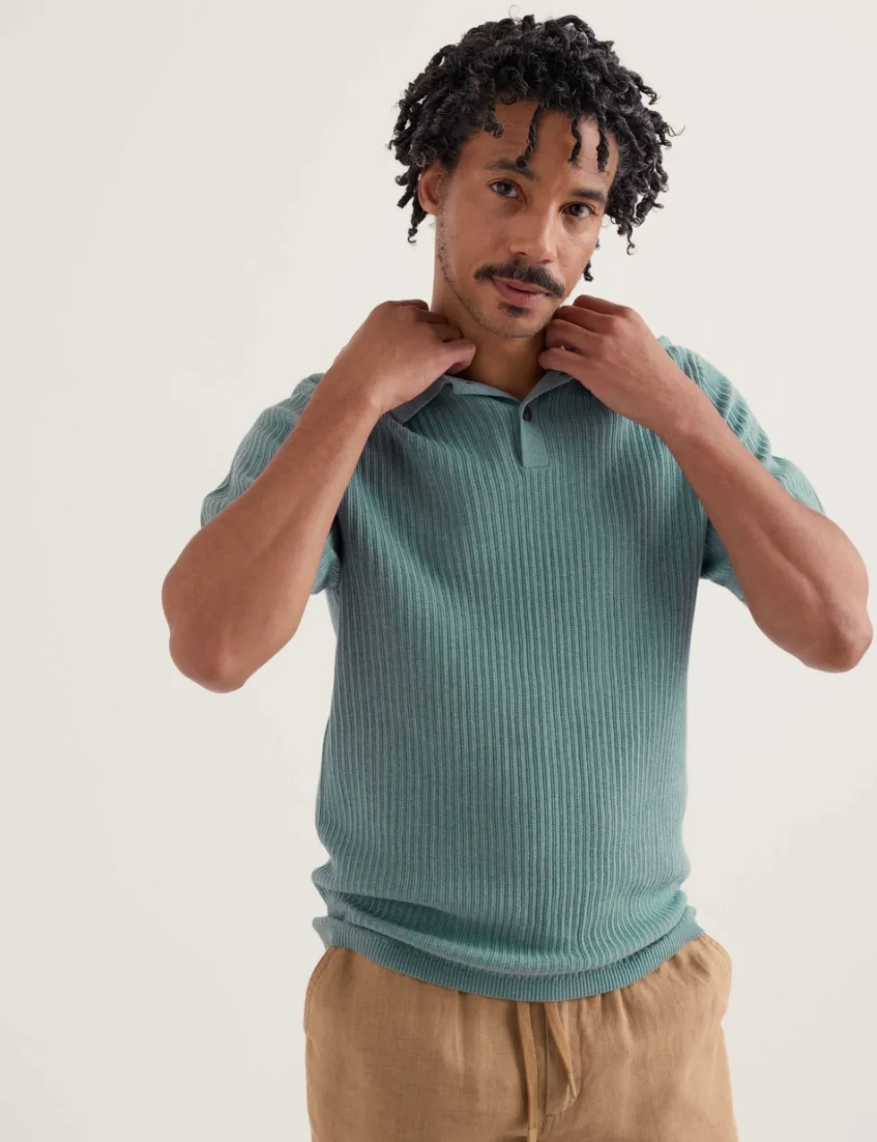 Pure Cotton Textured Knitted Polo Shirt