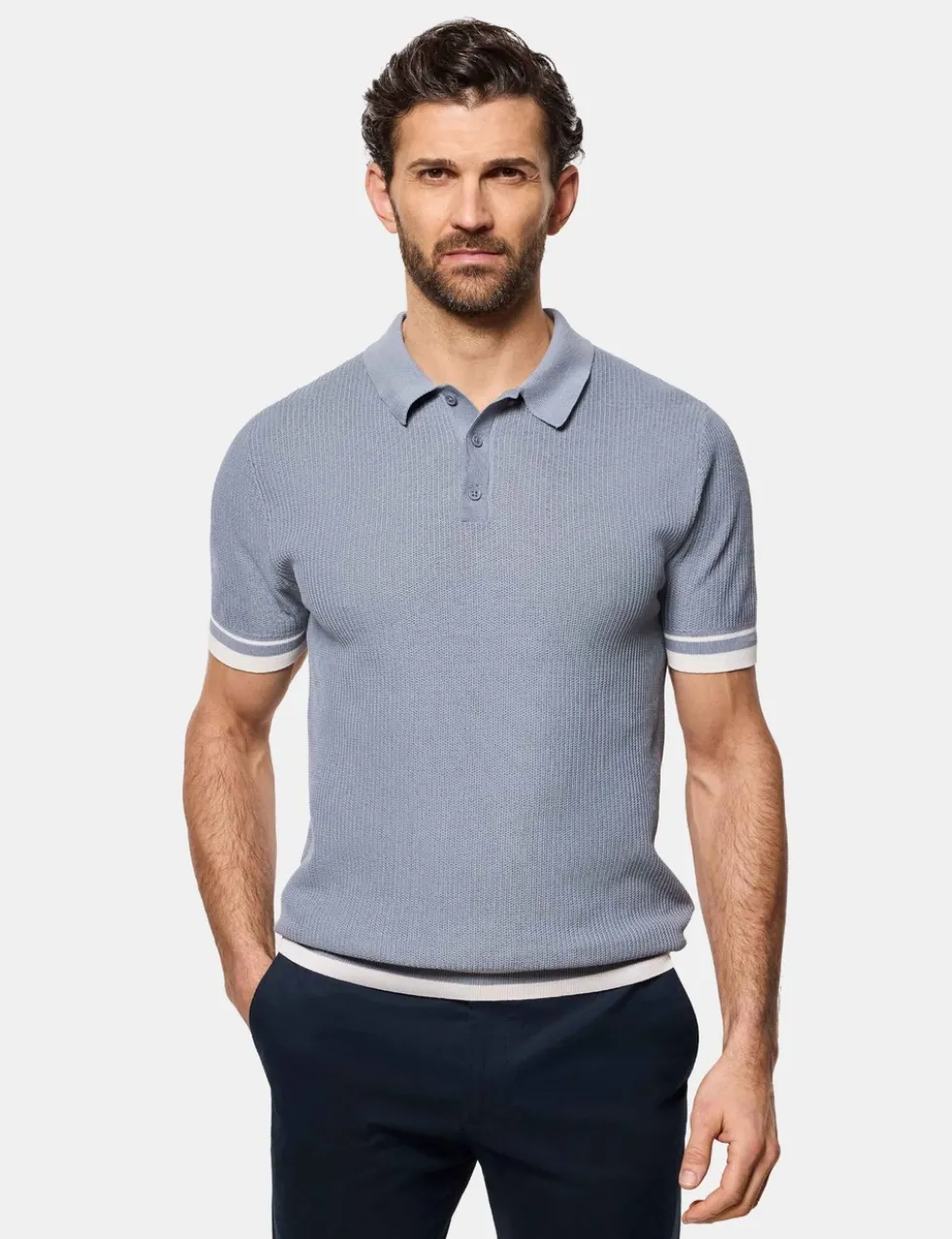 Pure Cotton Textured Knitted Polo Shirt