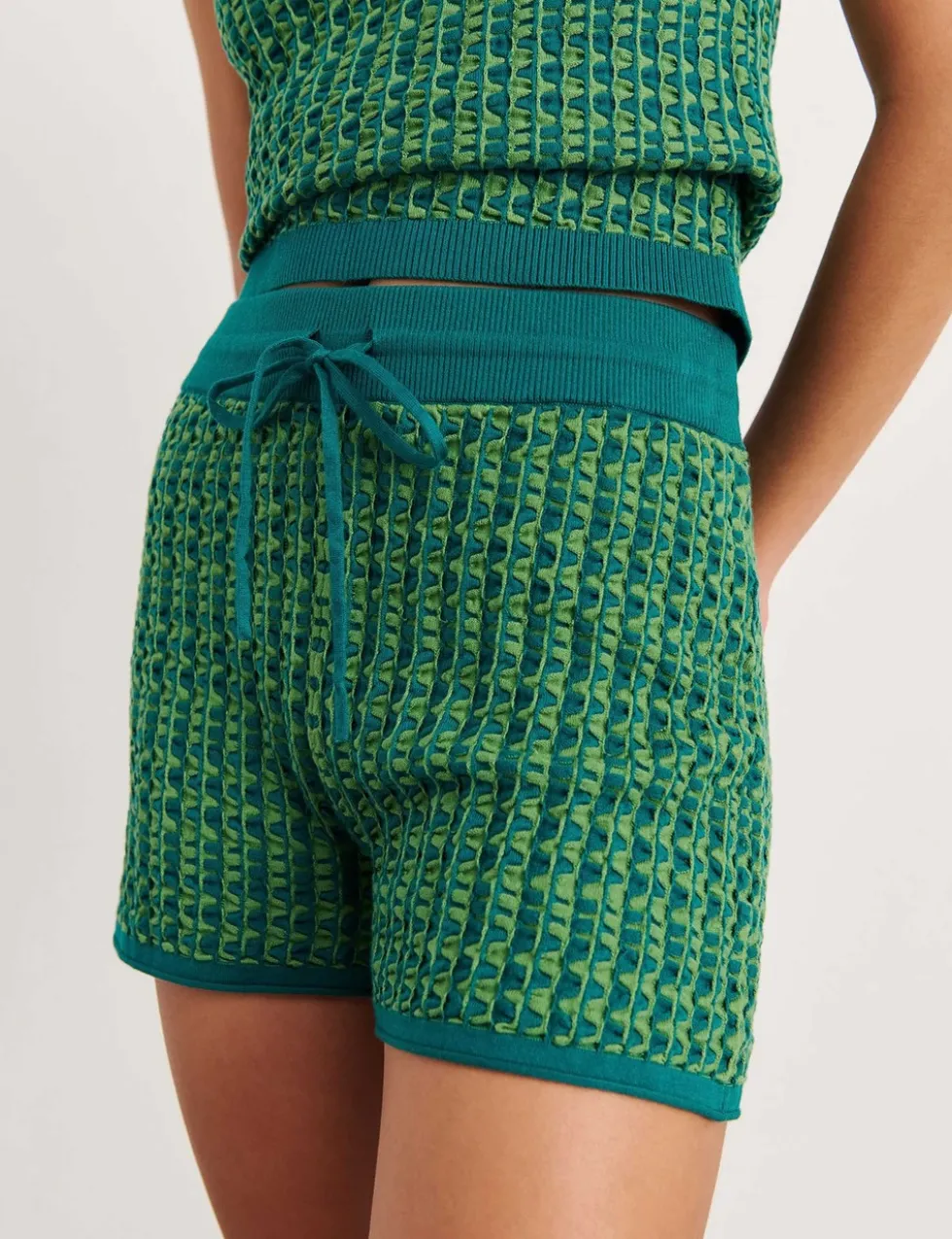 Pure Cotton Textured Knitted Shorts