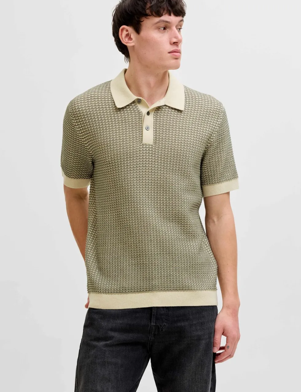 Pure Cotton Textured Knitted Polo Shirt