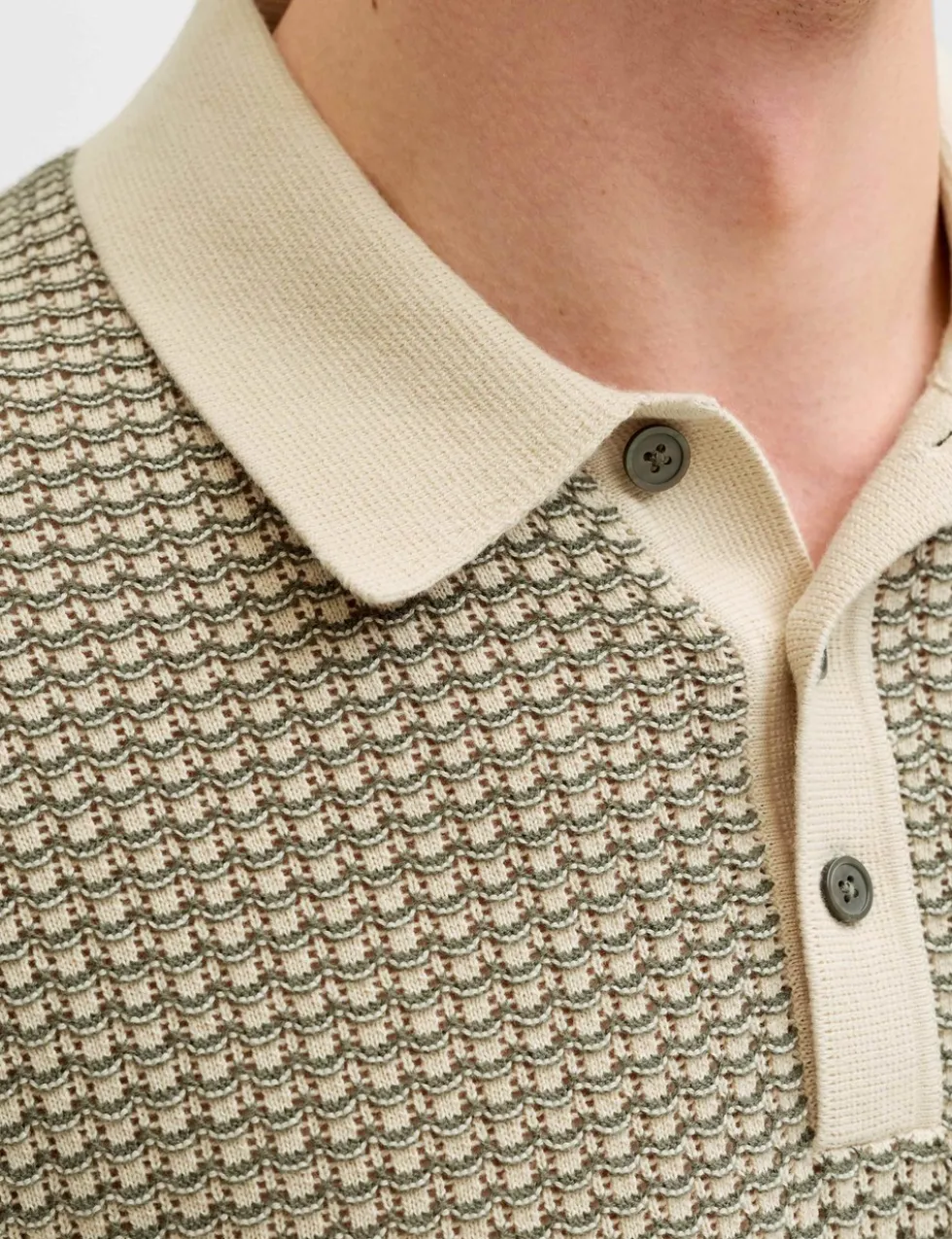 Pure Cotton Textured Knitted Polo Shirt