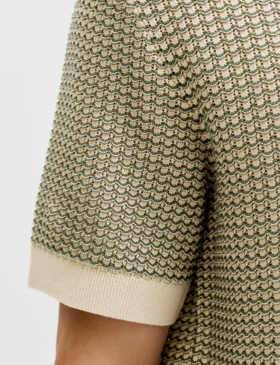 Pure Cotton Textured Knitted Polo Shirt