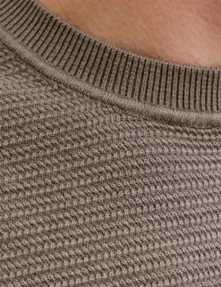 Pure Cotton Textured Knitted Crew Neck