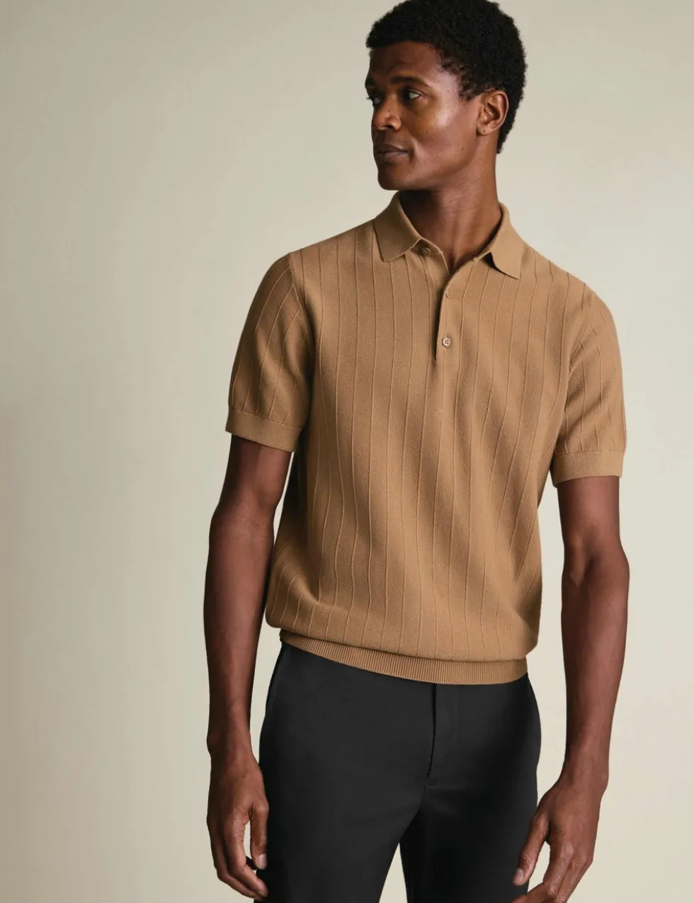 Pure Cotton Textured Knitted Polo Shirt