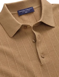 Pure Cotton Textured Knitted Polo Shirt