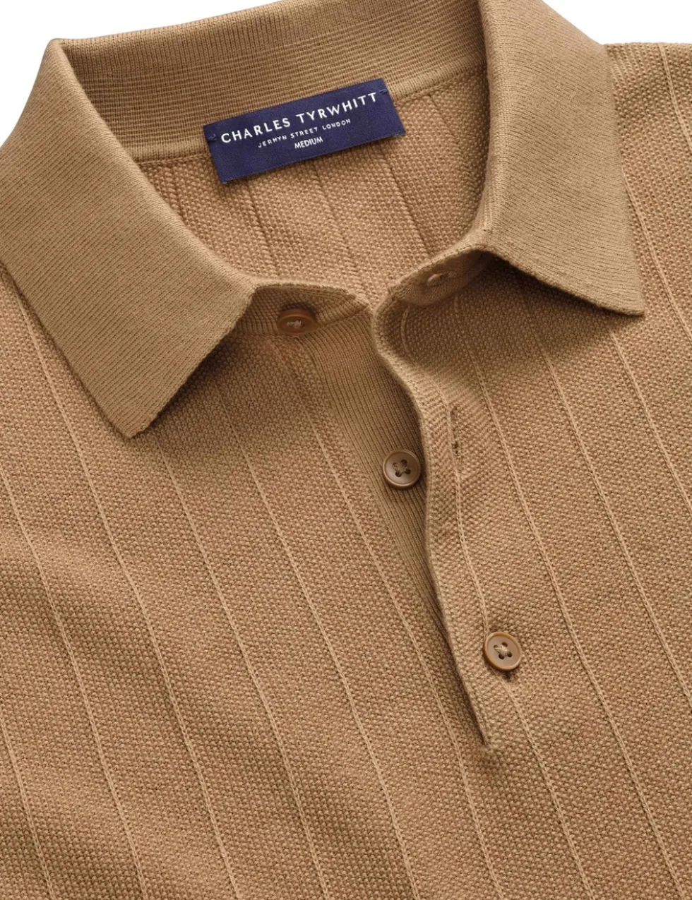 Pure Cotton Textured Knitted Polo Shirt