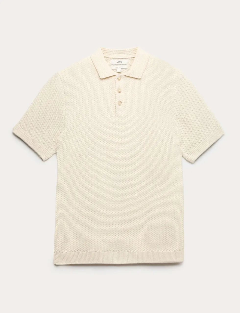 Pure Cotton Textured Knitted Polo Shirt