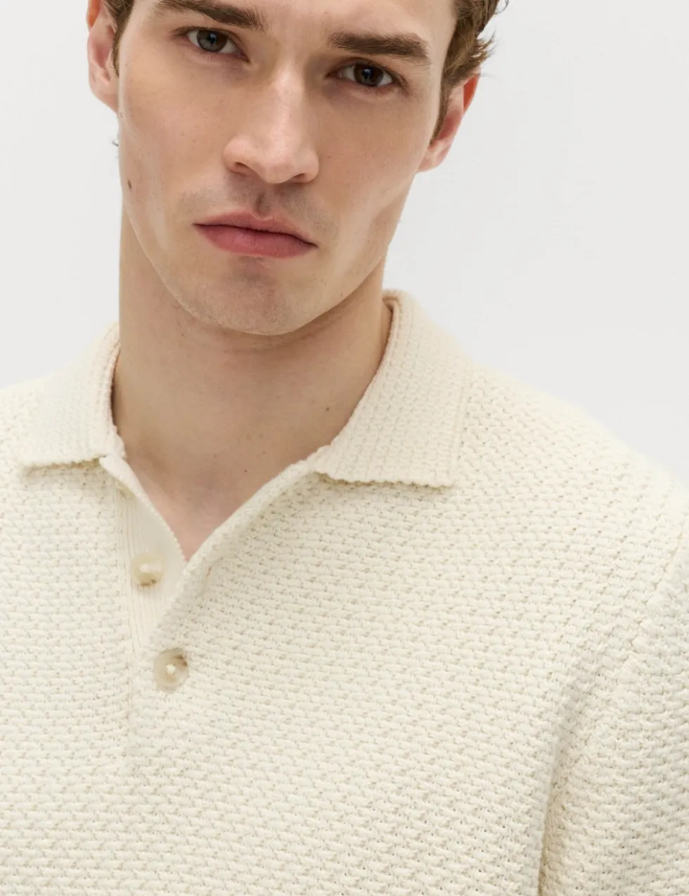 Pure Cotton Textured Knitted Polo Shirt