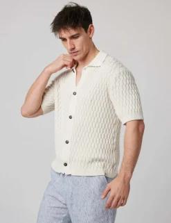 Pure Cotton Textured Knitted Shirt