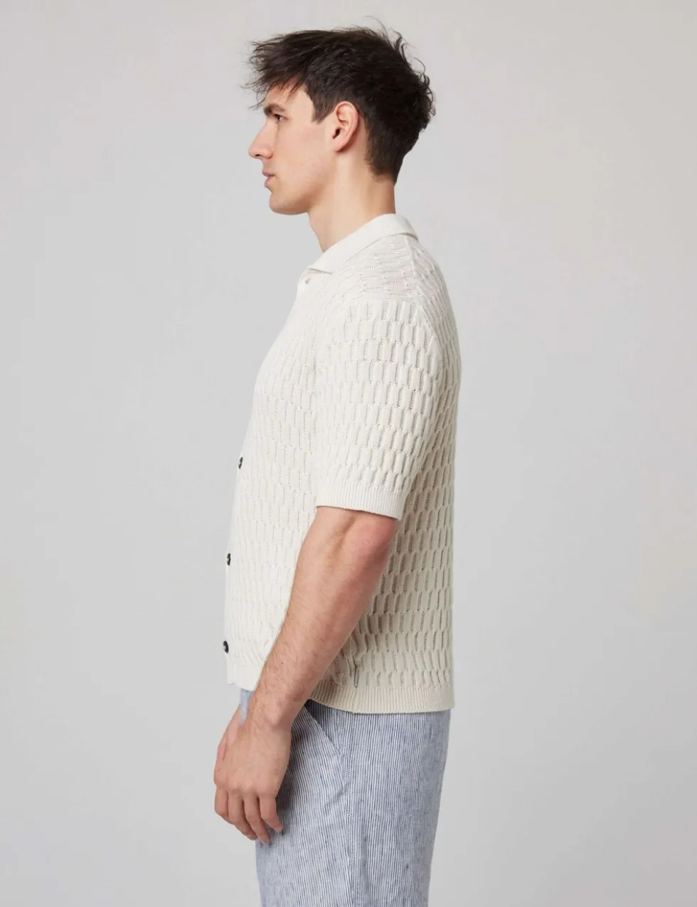 Pure Cotton Textured Knitted Shirt
