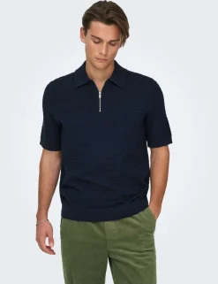 Pure Cotton Textured Knitted Polo Shirt