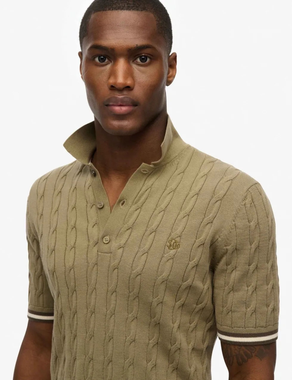 Pure Cotton Textured Knitted Polo Shirt