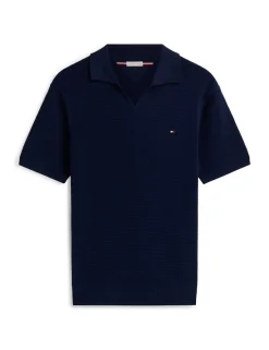 Pure Cotton Textured Knitted Polo Shirt