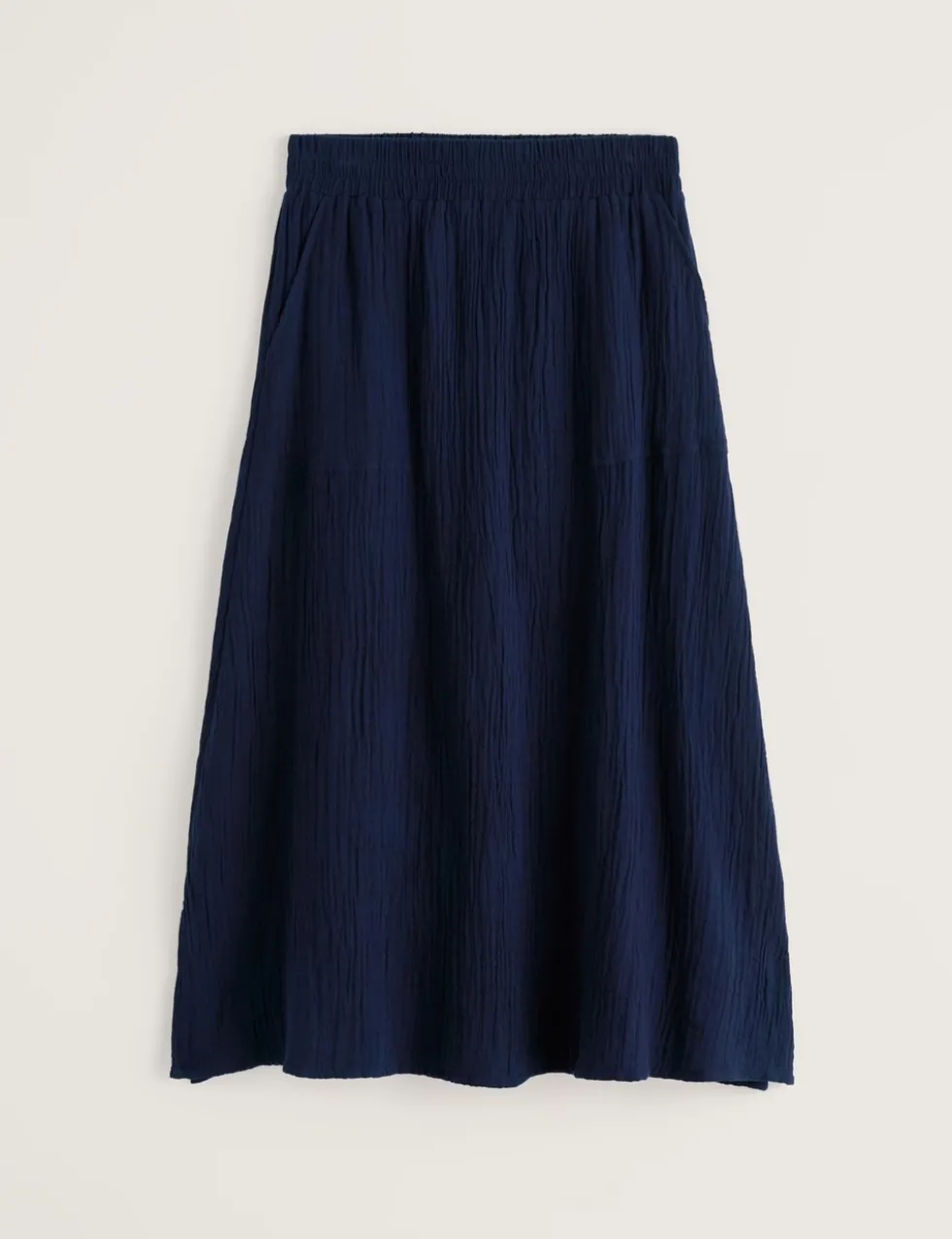 Pure Cotton Textured Midi A-Line Skirt