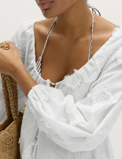 Pure Cotton Textured Midi Beach Dress