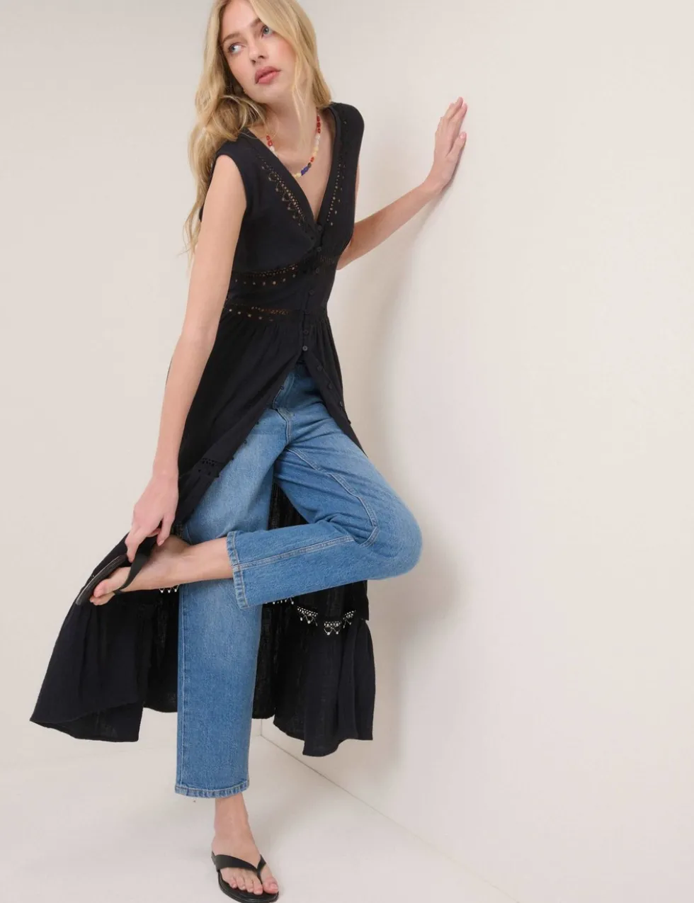 Pure Cotton Textured Midi Tiered Dress