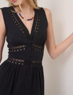 Pure Cotton Textured Midi Tiered Dress