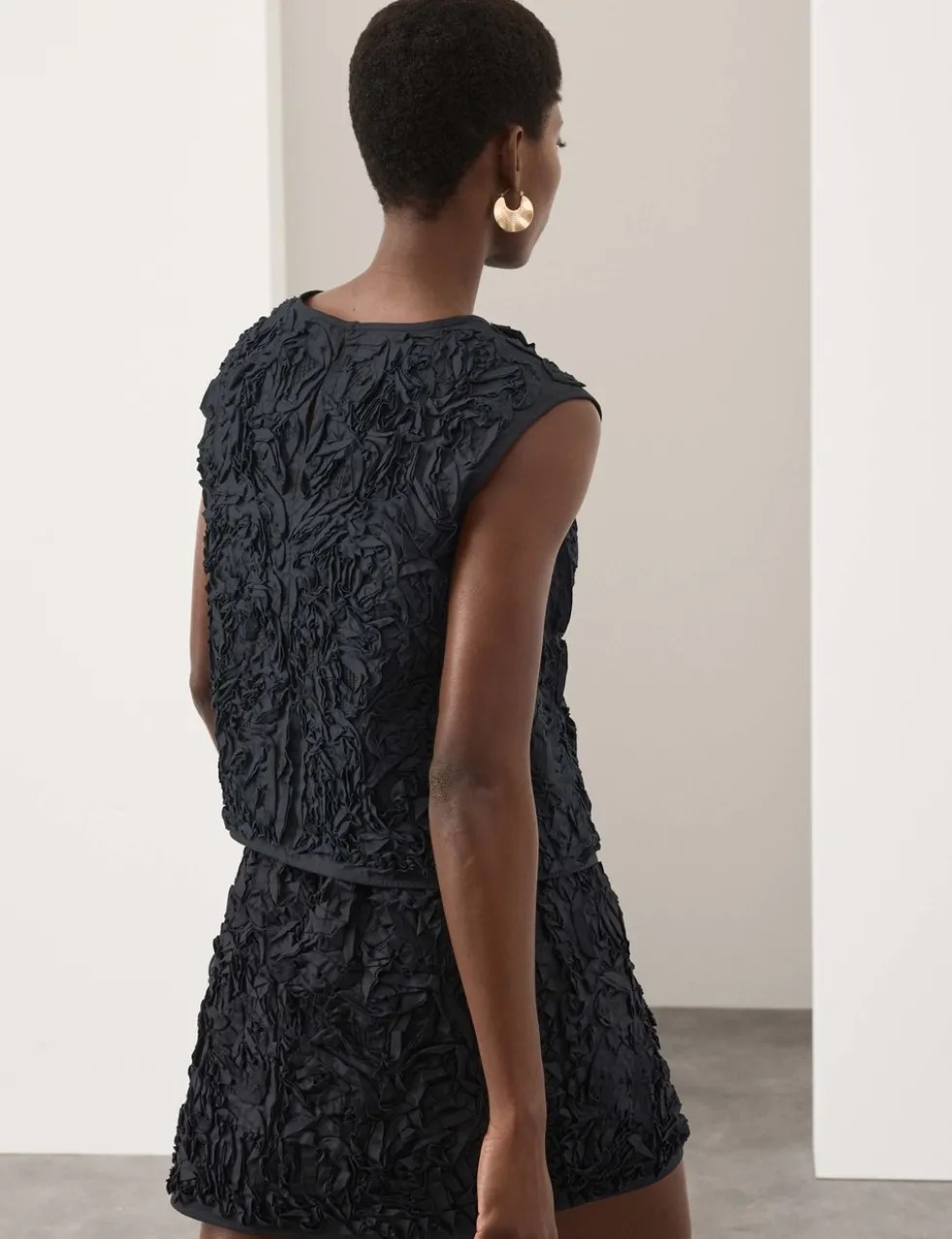 Pure Cotton Textured Mini A-Line Skirt