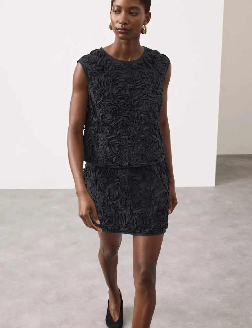 Pure Cotton Textured Mini A-Line Skirt