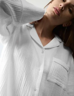 Pure Cotton Textured Muslin Nightshirt