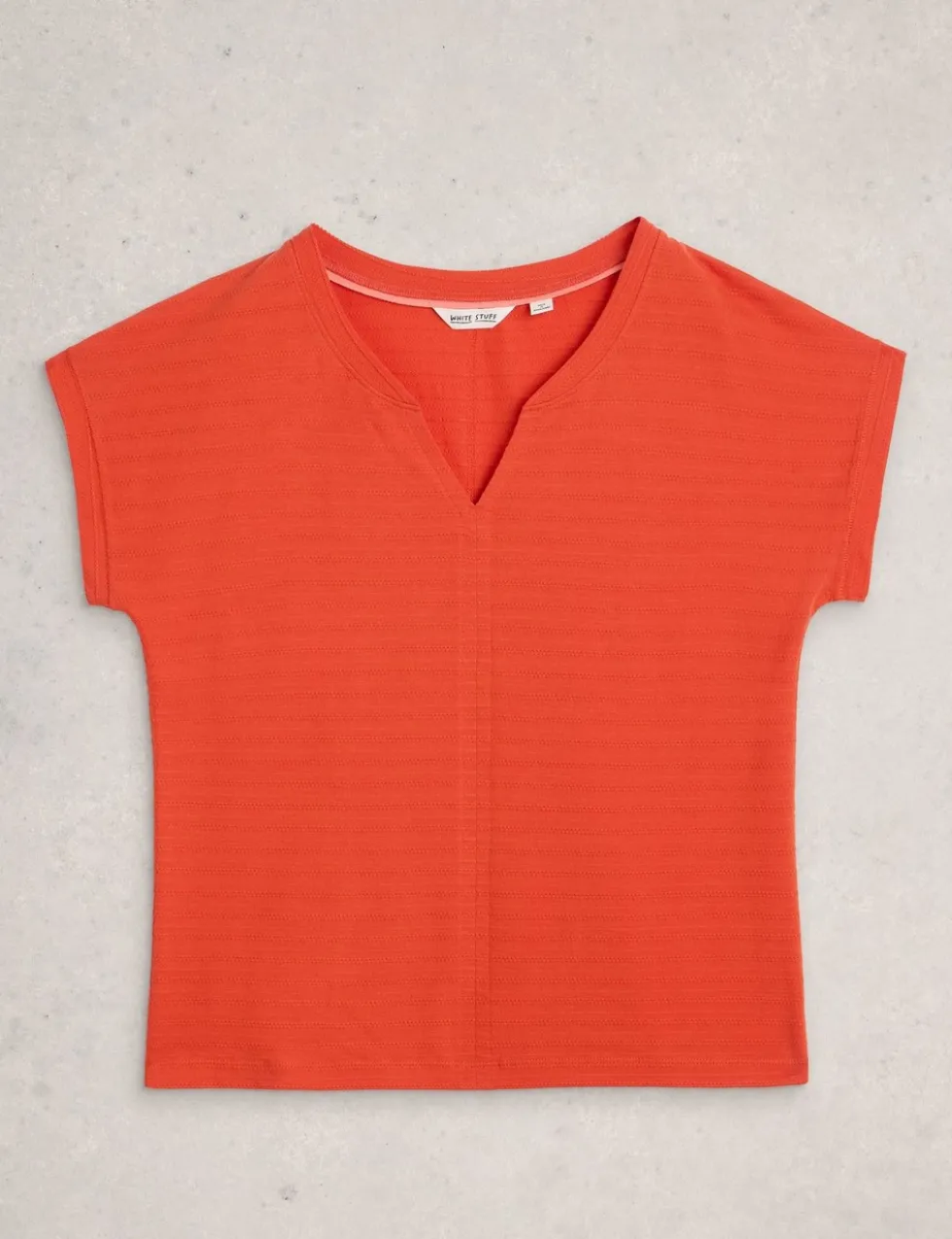 Pure Cotton Textured Notch Neck T-Shirt