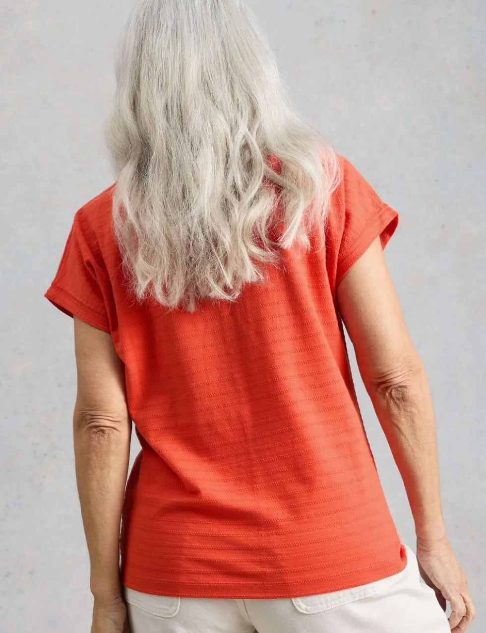 Pure Cotton Textured Notch Neck T-Shirt