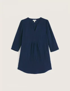 Pure Cotton Textured Notch Neck Relaxed Tunic