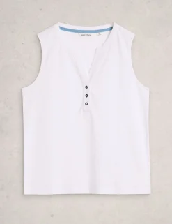 Pure Cotton Textured Notch Neck Vest