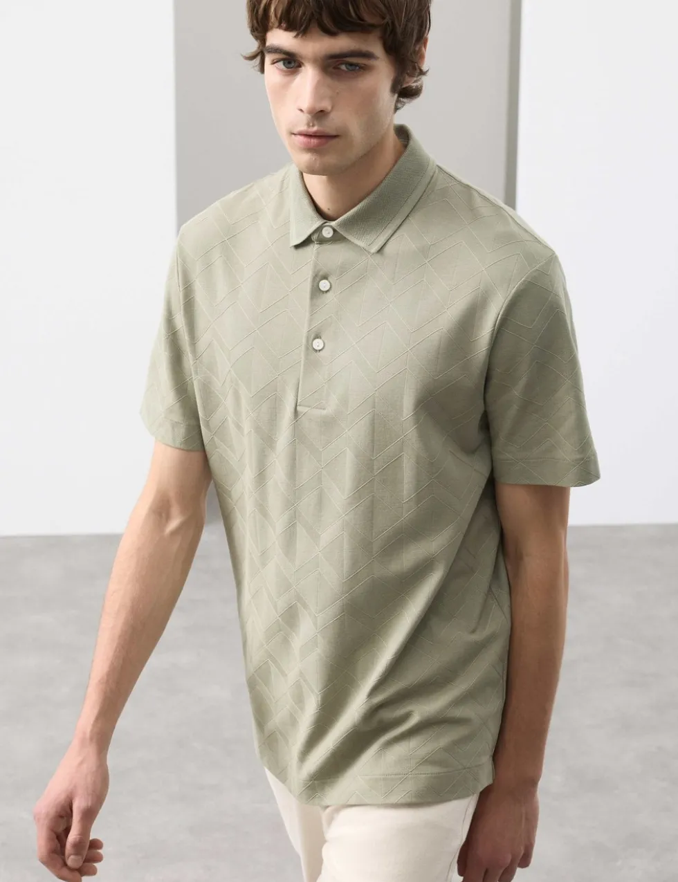 Pure Cotton Textured Polo Shirt