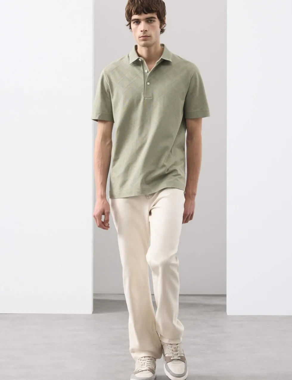 Pure Cotton Textured Polo Shirt