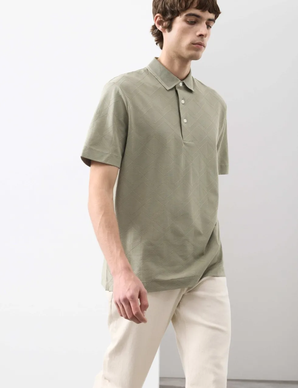 Pure Cotton Textured Polo Shirt