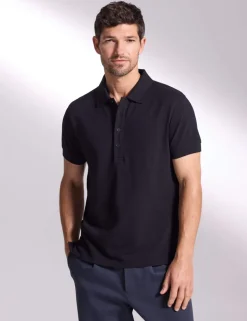 Pure Cotton Textured Polo Shirt
