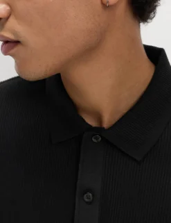 Pure Cotton Textured Polo Shirt