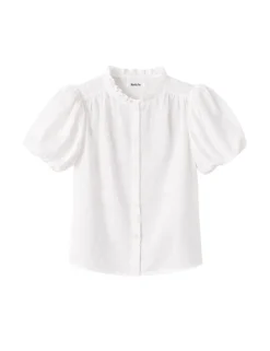 Pure Cotton Textured Puff Sleeve Shirt