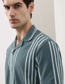 Pure Cotton Textured Revere Polo Shirt