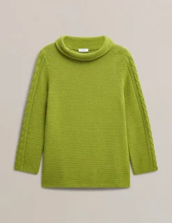 Pure Cotton Textured Roll Neck Jumper