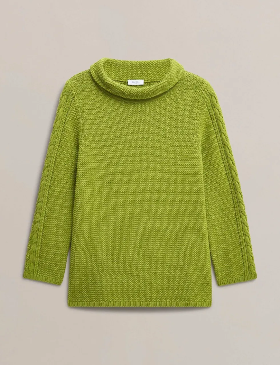 Pure Cotton Textured Roll Neck Jumper