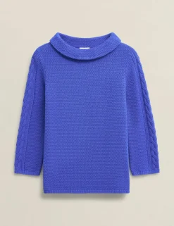 Pure Cotton Textured Roll Neck Jumper