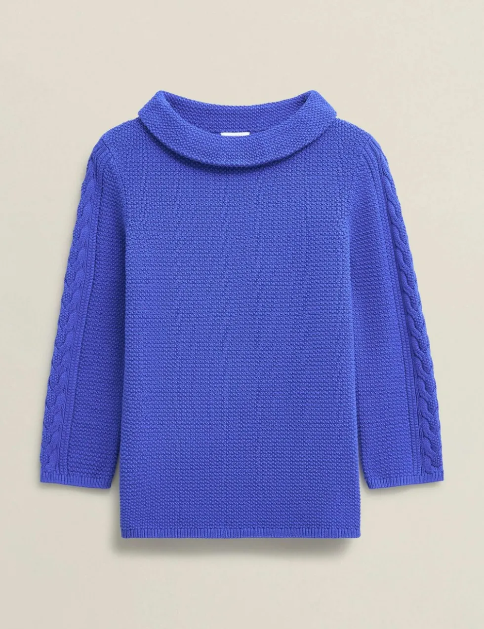 Pure Cotton Textured Roll Neck Jumper
