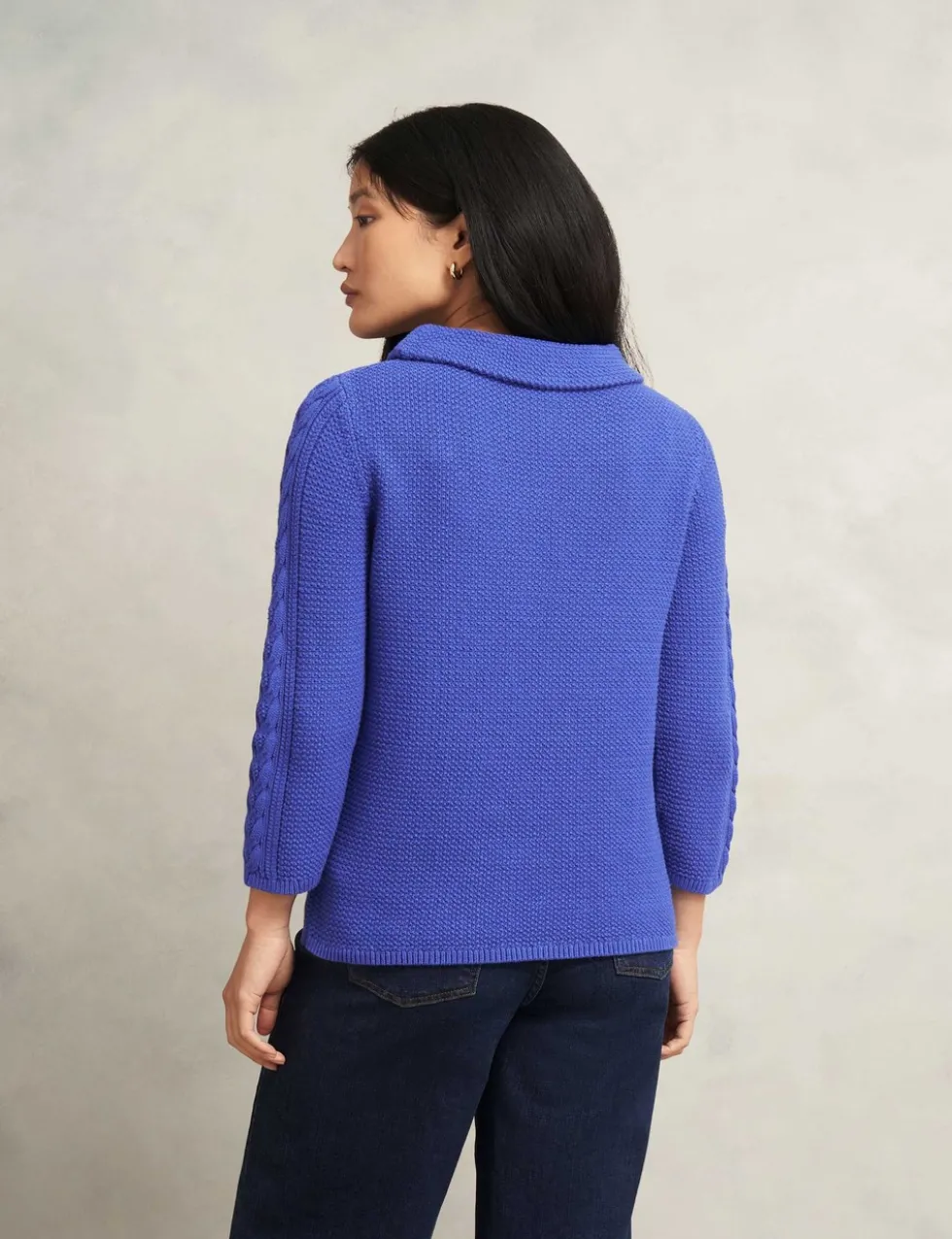 Pure Cotton Textured Roll Neck Jumper