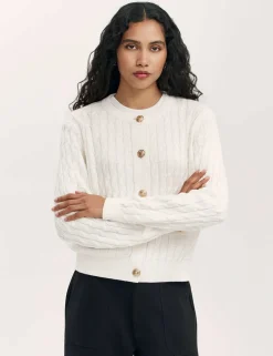 Pure Cotton Textured Round Neck Cardigan