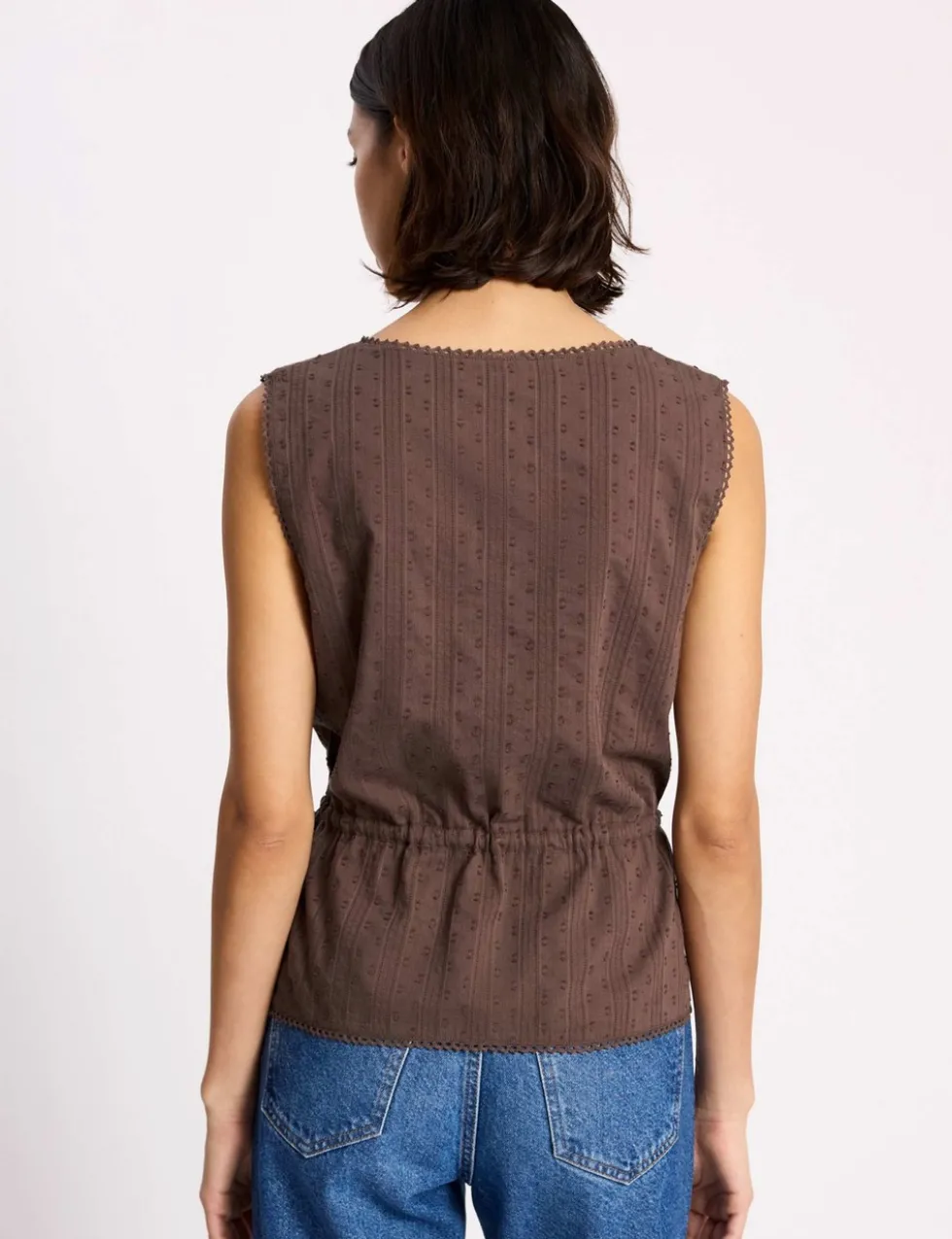 Pure Cotton Textured Scoop Neck Top