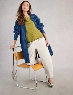 Pure Cotton Textured Short Sleeved Cardigan