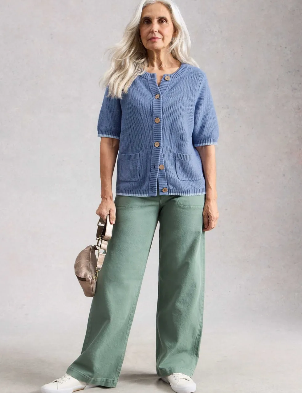 Pure Cotton Textured Short Sleeved Cardigan