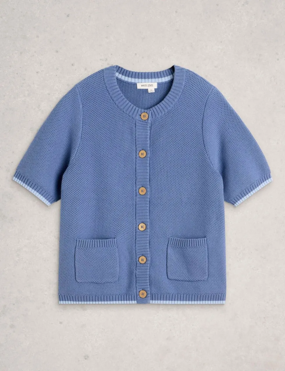 Pure Cotton Textured Short Sleeved Cardigan