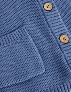 Pure Cotton Textured Short Sleeved Cardigan