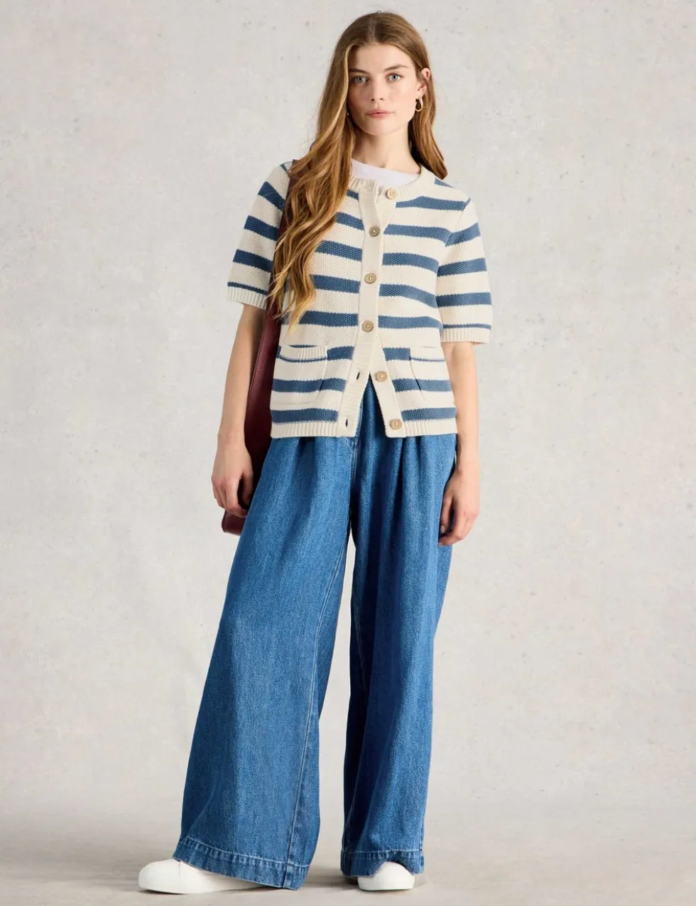 Pure Cotton Textured Short Sleeved Cardigan