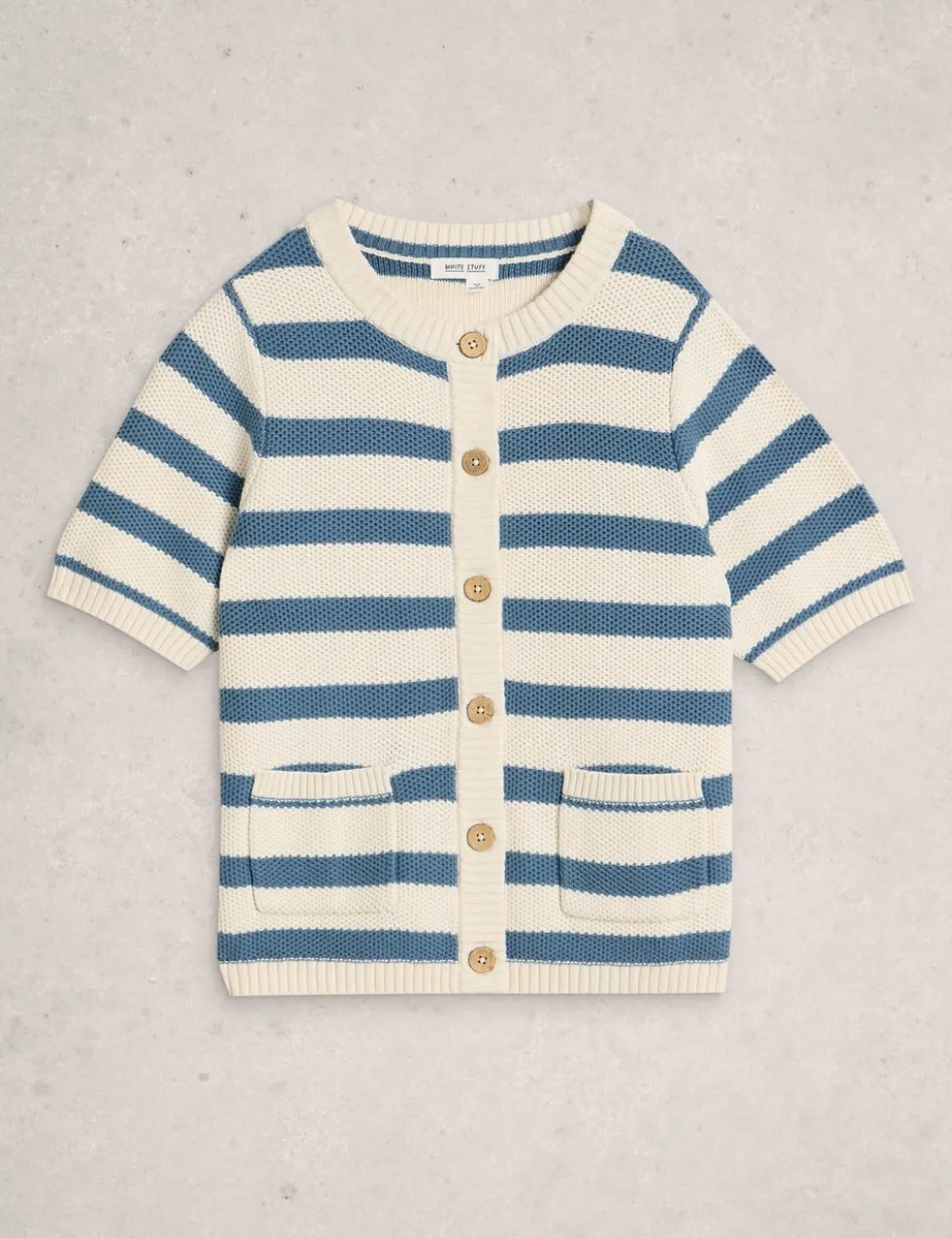 Pure Cotton Textured Short Sleeved Cardigan
