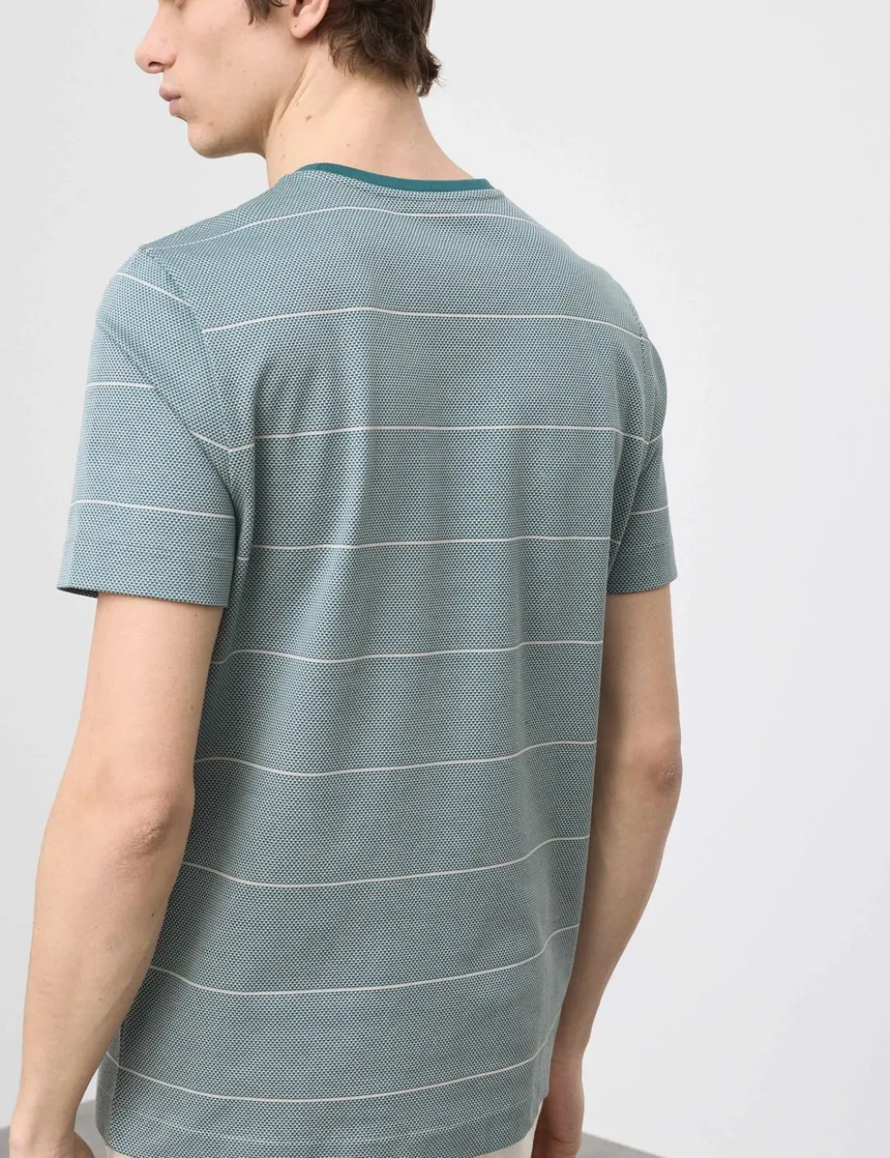 Pure Cotton Textured Striped T-Shirt