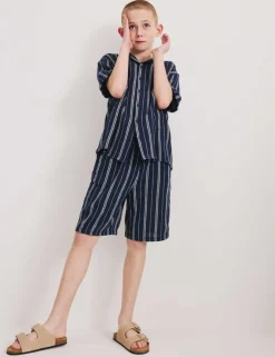 Pure Cotton Textured Stripe Shirt (6-16 Yrs)